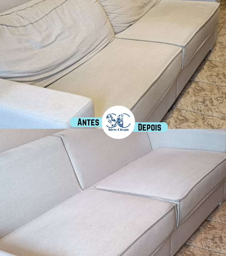 sofa branco antes e depois